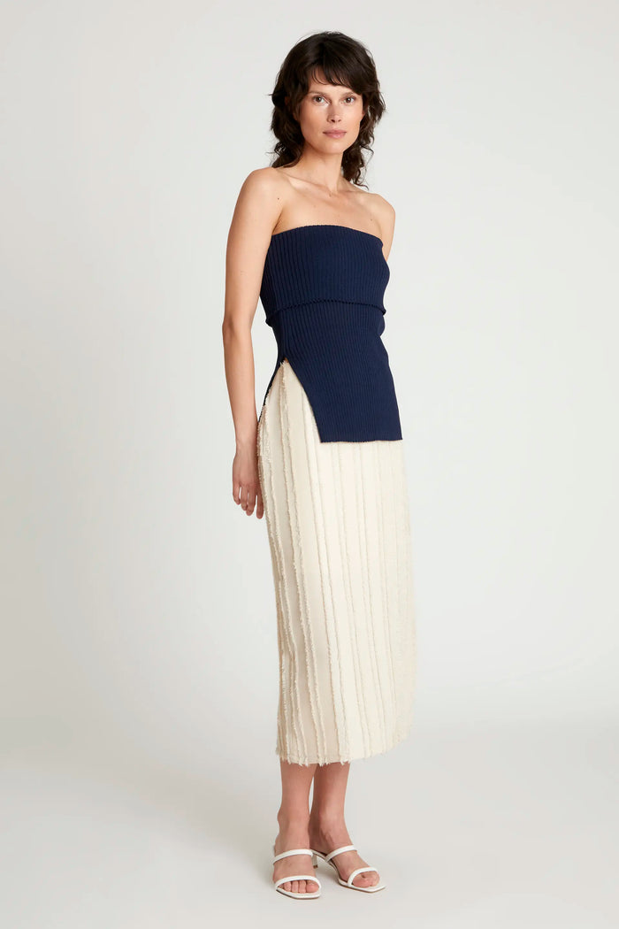 Wild Pony Top Punto Canalé Sin Tirantes Azul