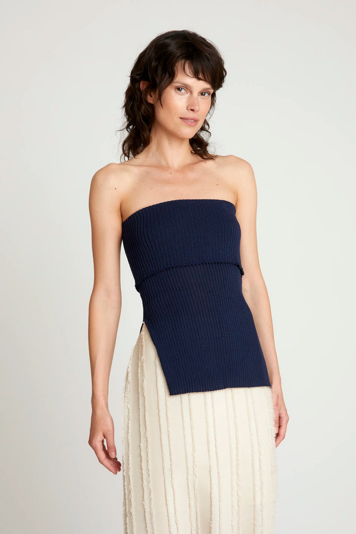 wild pony Top punto canalé sin tirantes azul