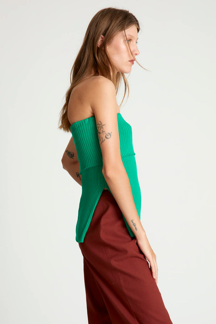 Wild Pony Top Punto Canalé Sin Tirantes Verde