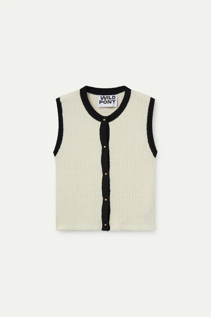 Wild Pony Top Sin Mangas Bicolor Blanco