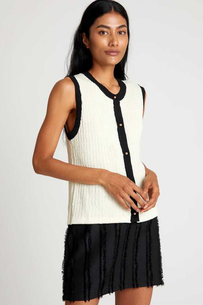 wild pony Top sin mangas bicolor blanco