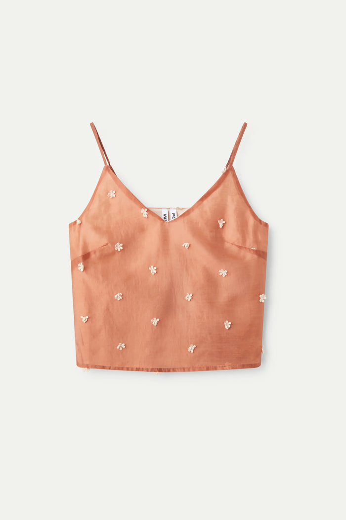 Wild Pony Top Tirantes Flores Marrón