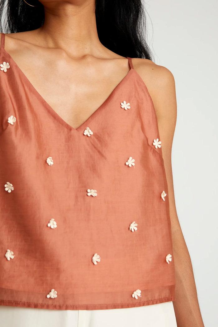 Wild Pony Top Tirantes Flores Marrón