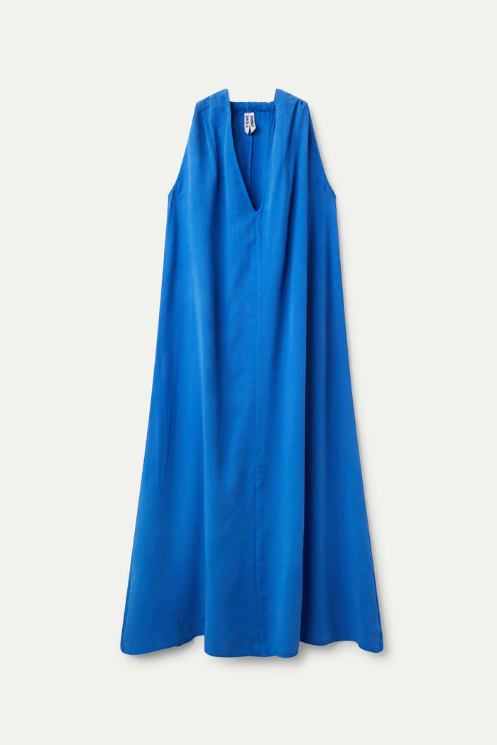 Wild Pony Vestido Largo Escote Pico Azul