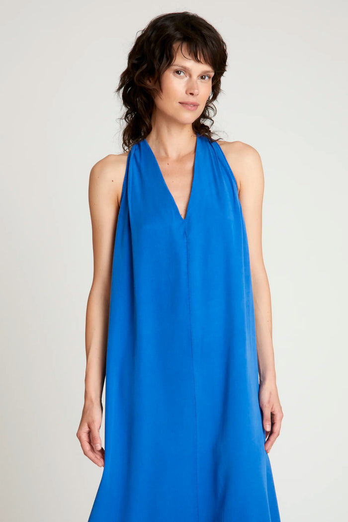 Wild Pony Vestido Largo Escote Pico Azul