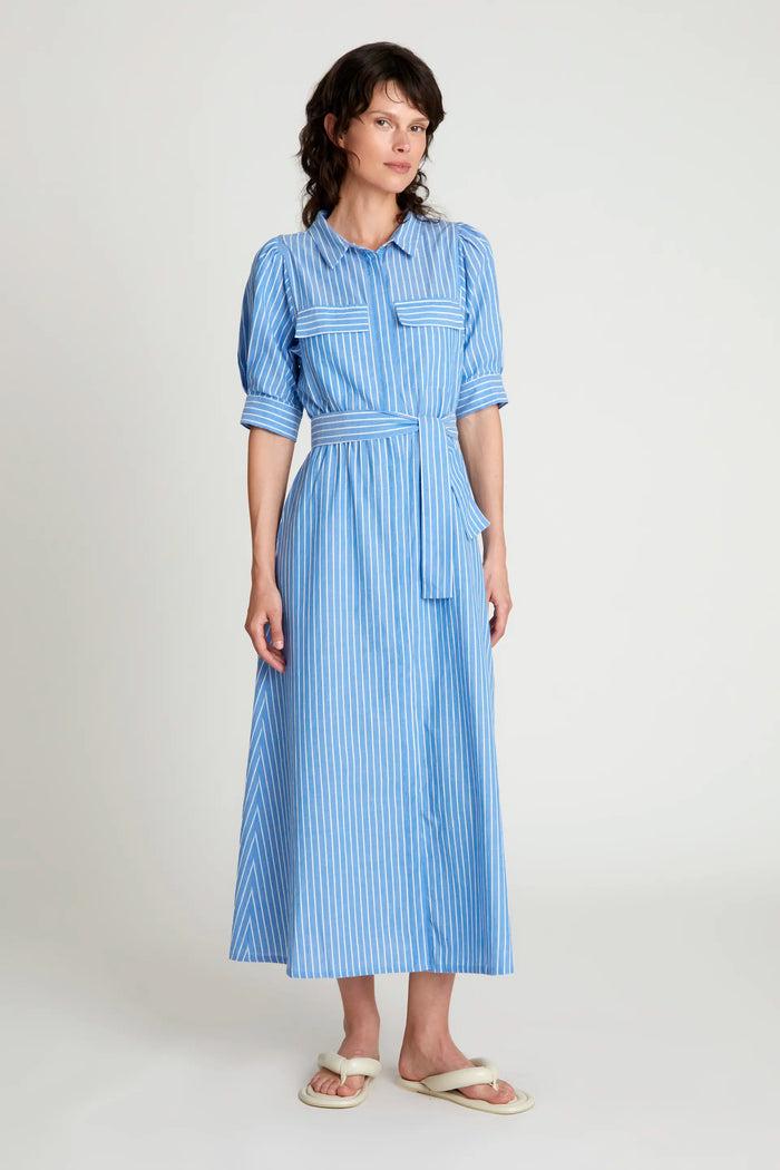 wild pony Vestido largo estampado de rayas azules