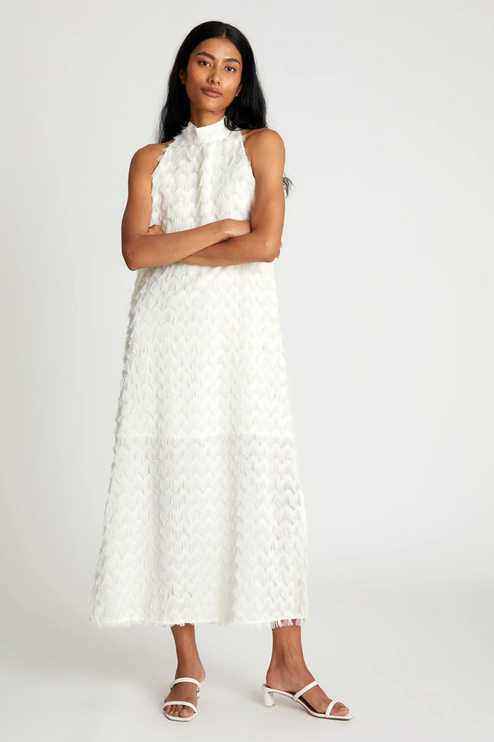 wild pony Vestido largo flecos blanco