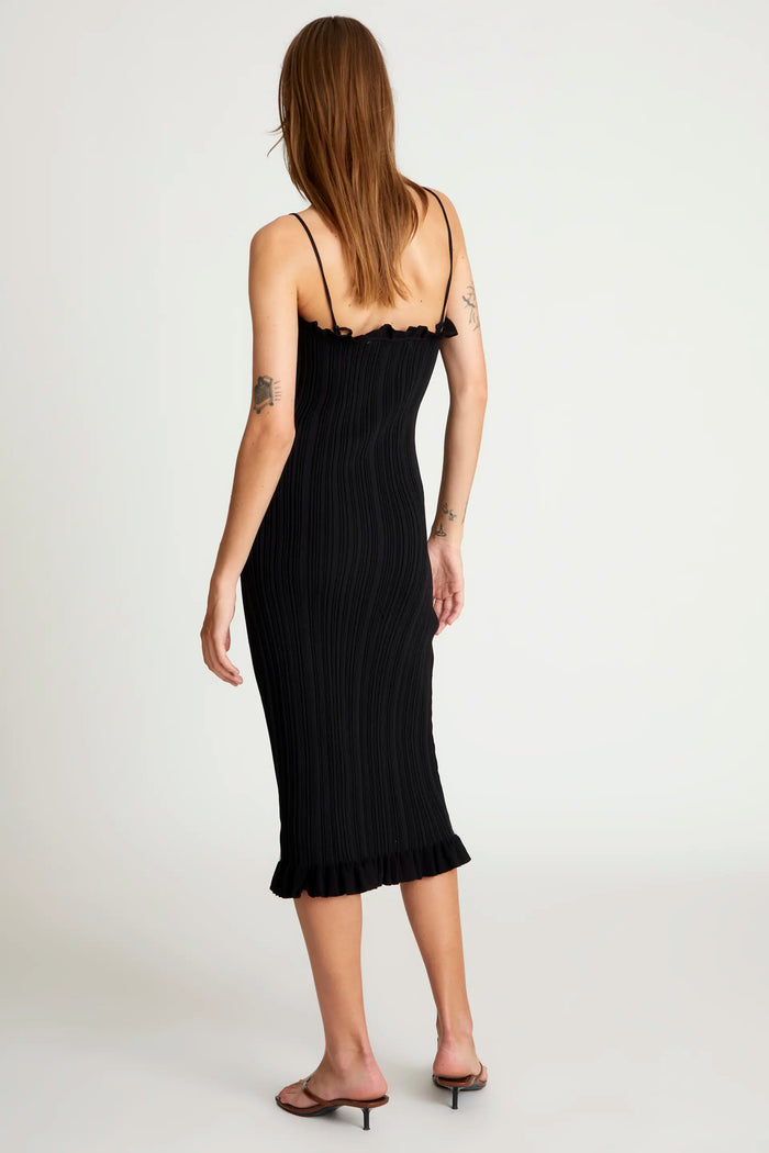 Wild Pony Vestido Largo Punto Volantes Negro