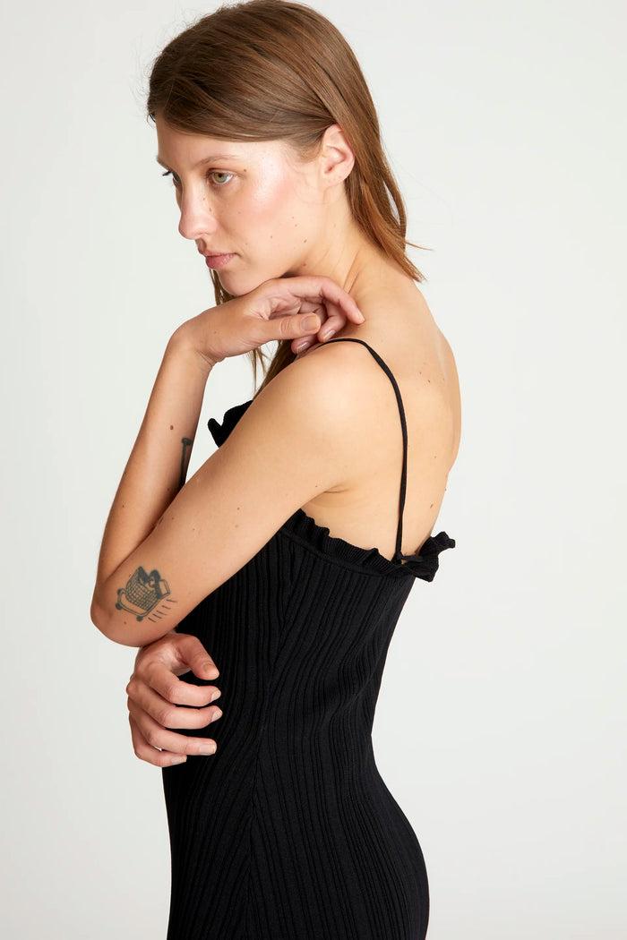 Wild Pony Vestido Largo Punto Volantes Negro