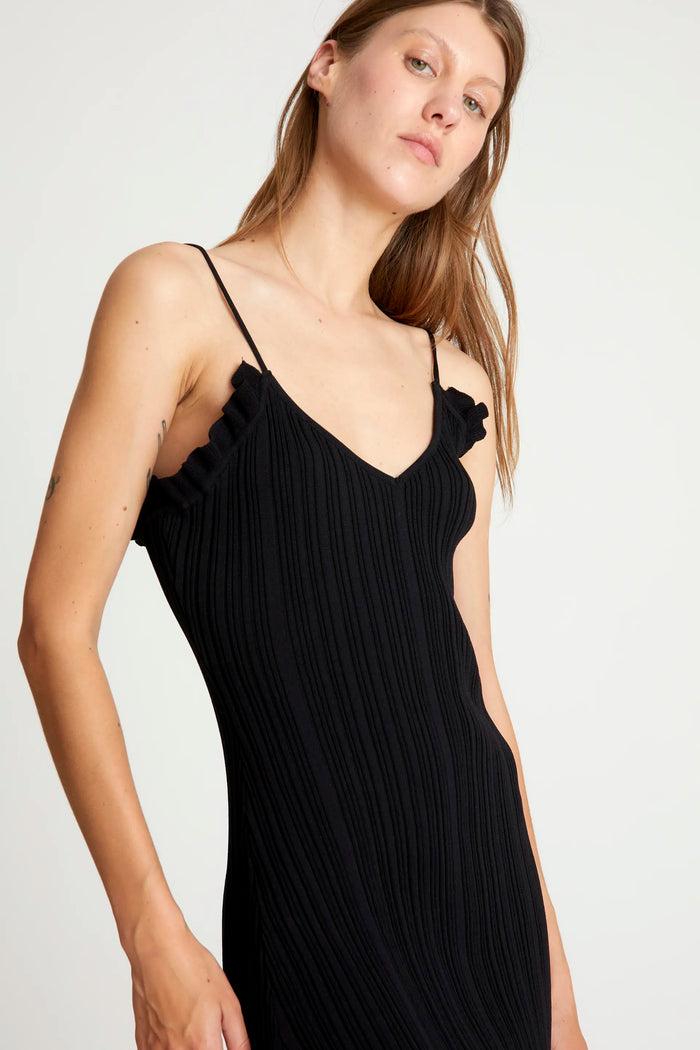 wild pony Vestido largo punto volantes negro