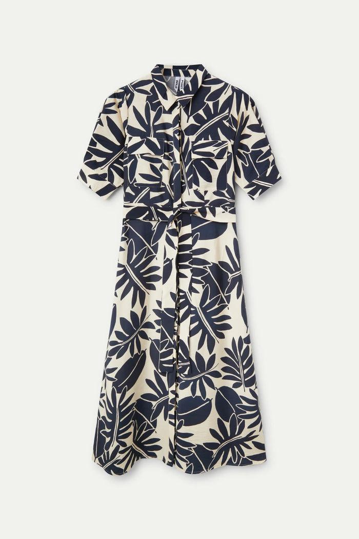 Wild Pony Vestido Midi Camisero Floral Filodendro