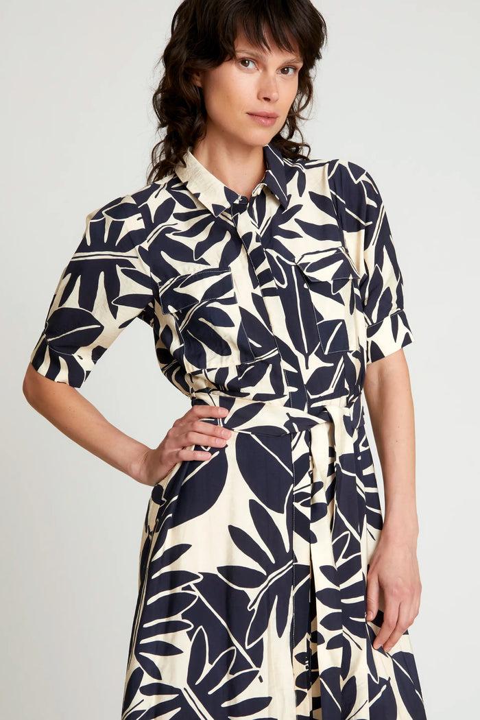 Wild Pony Vestido Midi Camisero Floral Filodendro