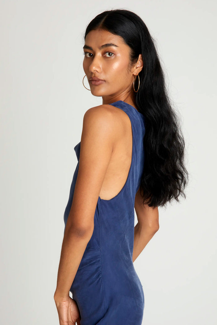 Wild Pony Vestido Midi Cuello Barco Azul Marino