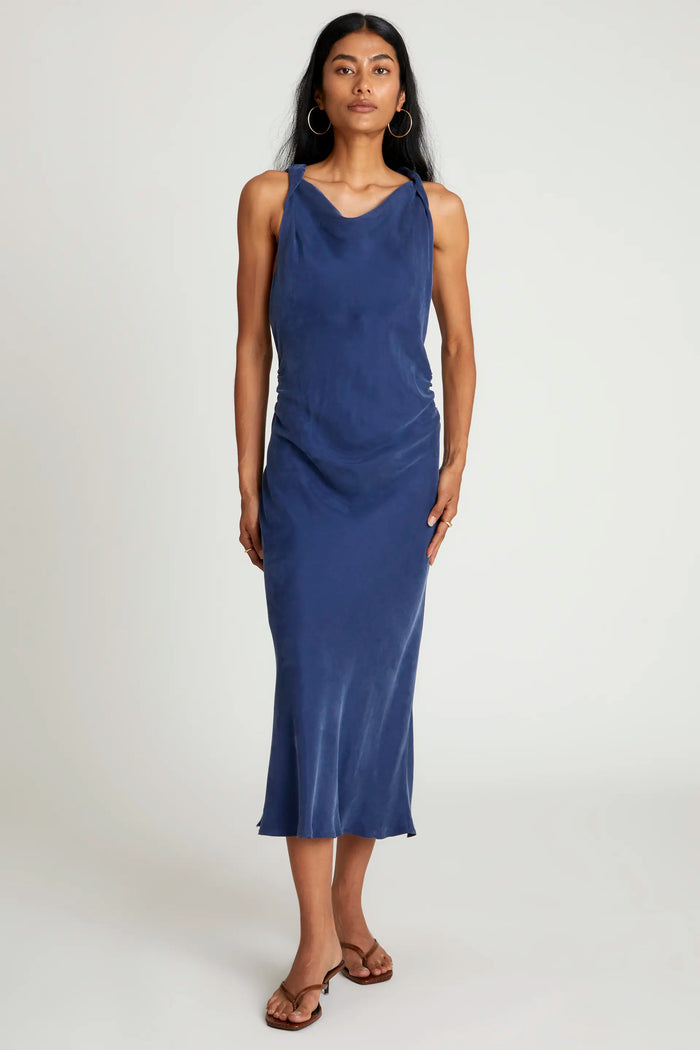 wild pony Vestido midi cuello barco azul marino