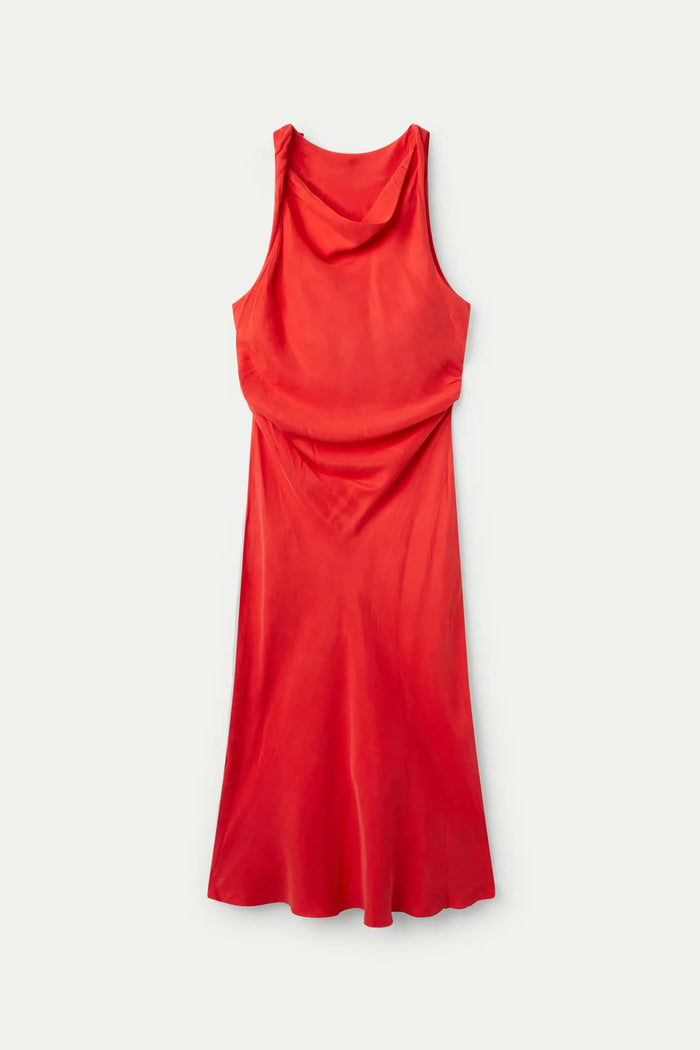 Wild Pony Vestido Midi Cuello Barco Rojo