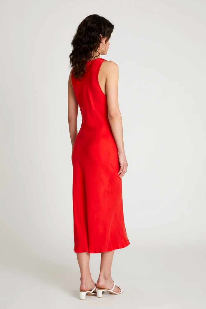 Wild Pony Vestido Midi Cuello Barco Rojo