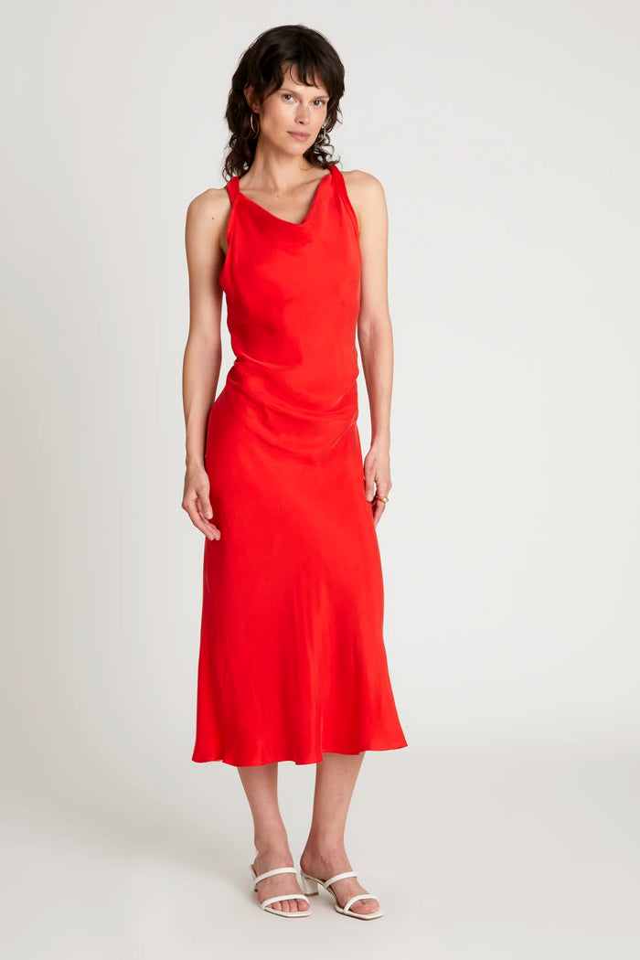 wild pony Vestido midi cuello barco rojo