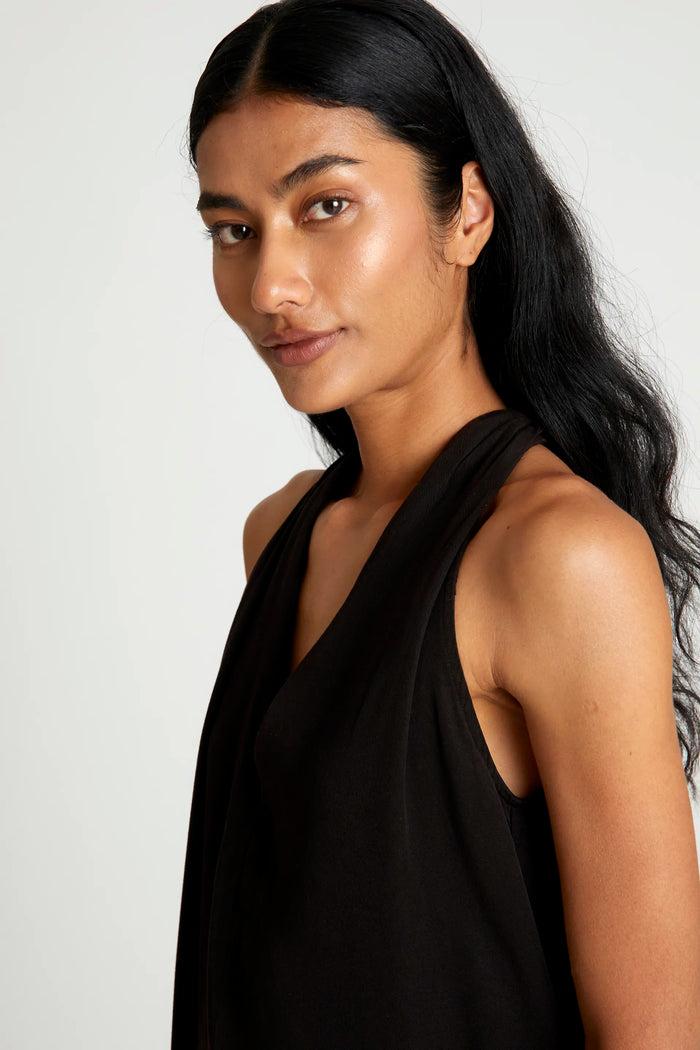 Wild Pony Vestido Midi Escote Pico Negro