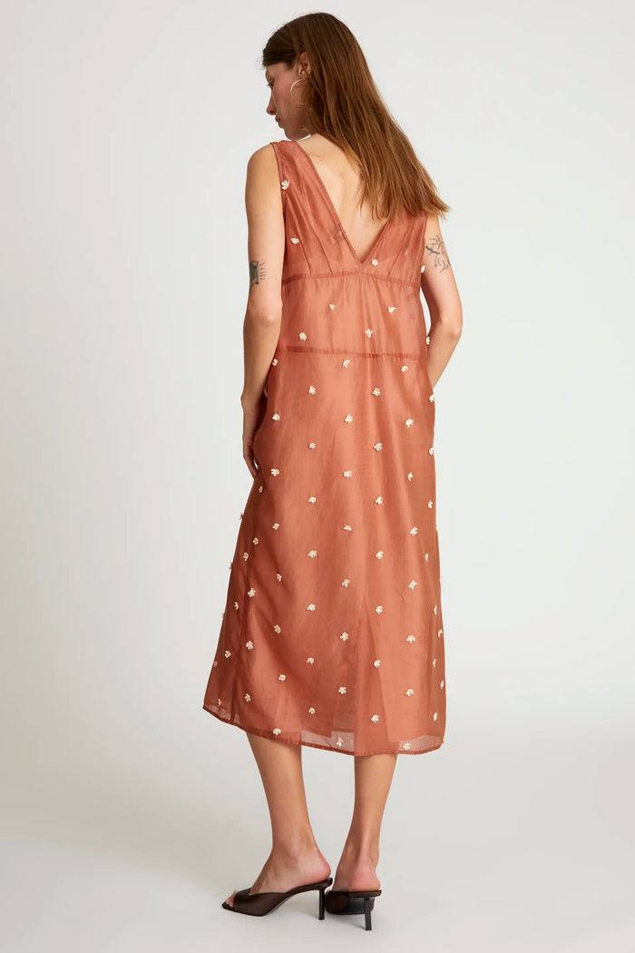 Wild Pony Vestido Midi Flores Marrón