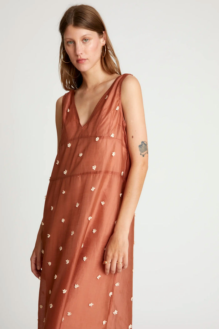 Wild Pony Vestido Midi Flores Marrón