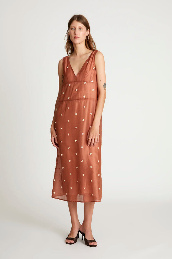 wild pony Vestido midi flores marrón