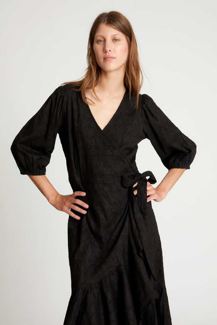 wild pony Vestido midi jacquard negro