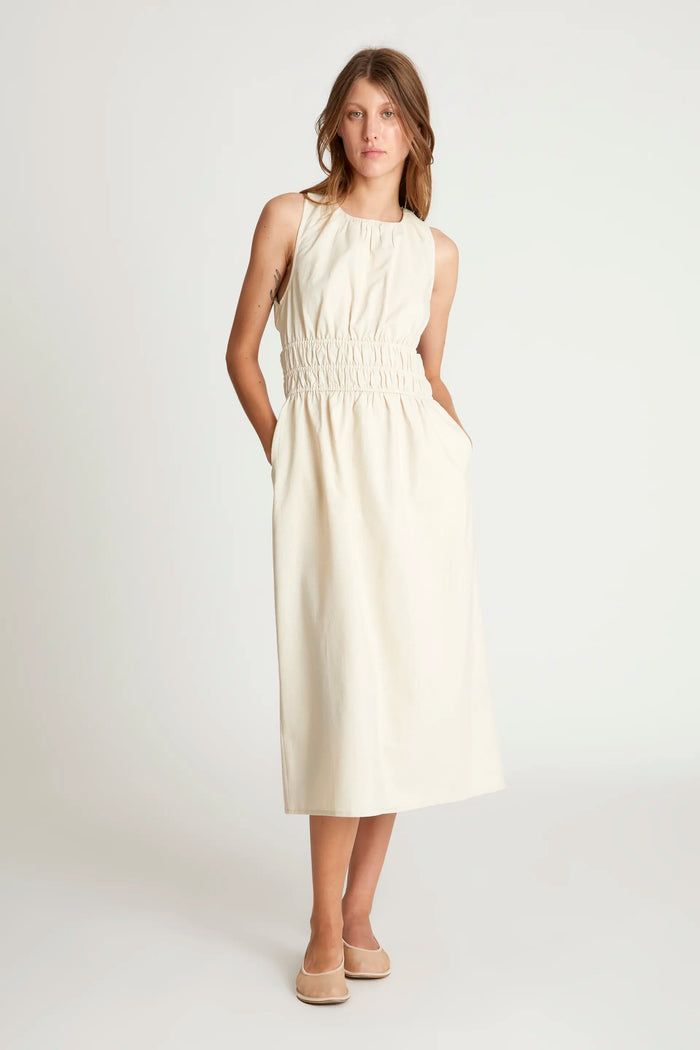 wild pony Vestido midi lino blanco