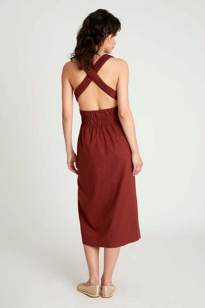 Wild Pony Vestido Midi Lino Marrón