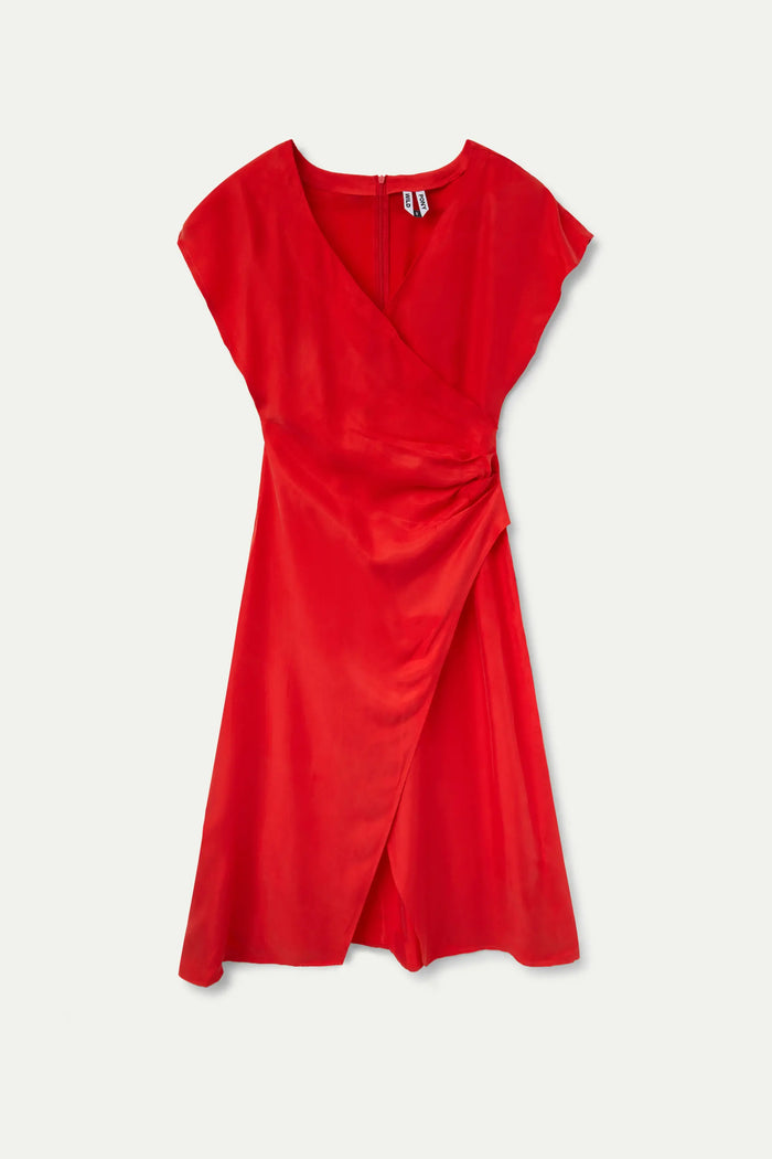 Wild Pony Vestido Midi Manga Corta Rojo