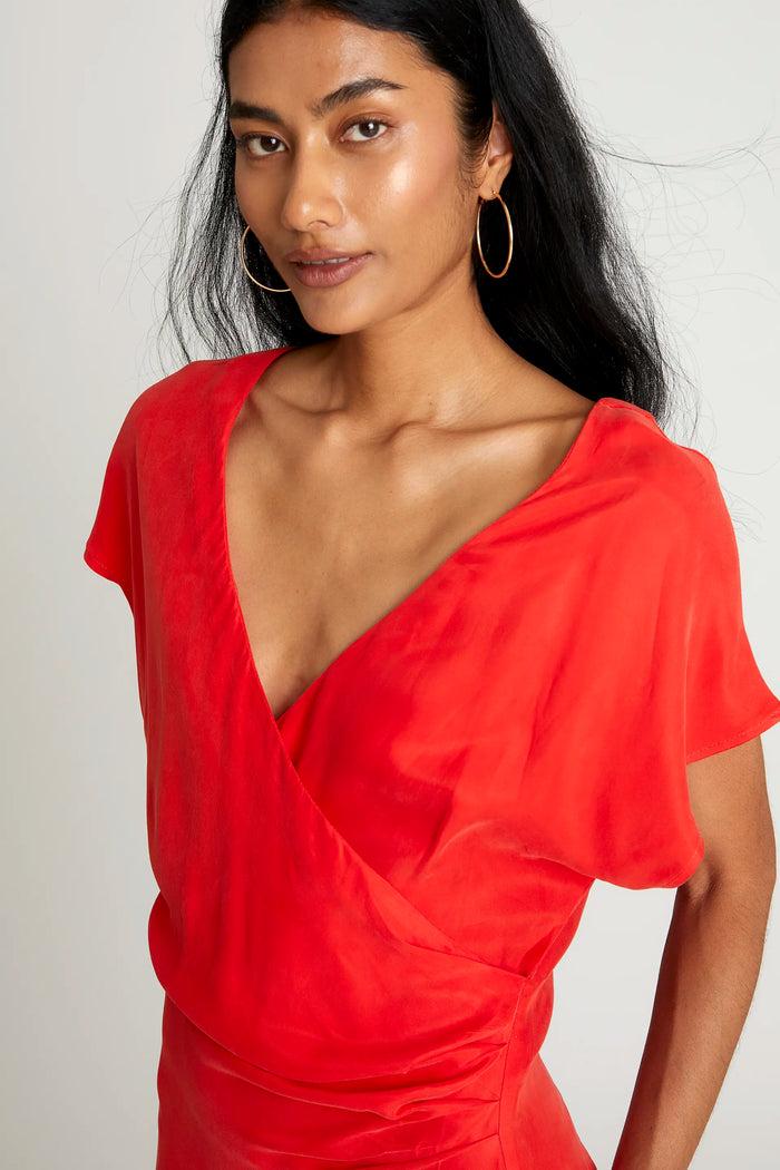 Wild Pony Vestido Midi Manga Corta Rojo