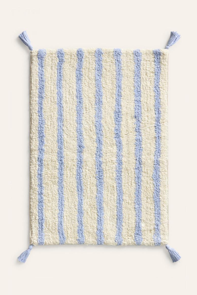 Women'secret Alfombra De Baño De Algodón A Rayas Azul Helios