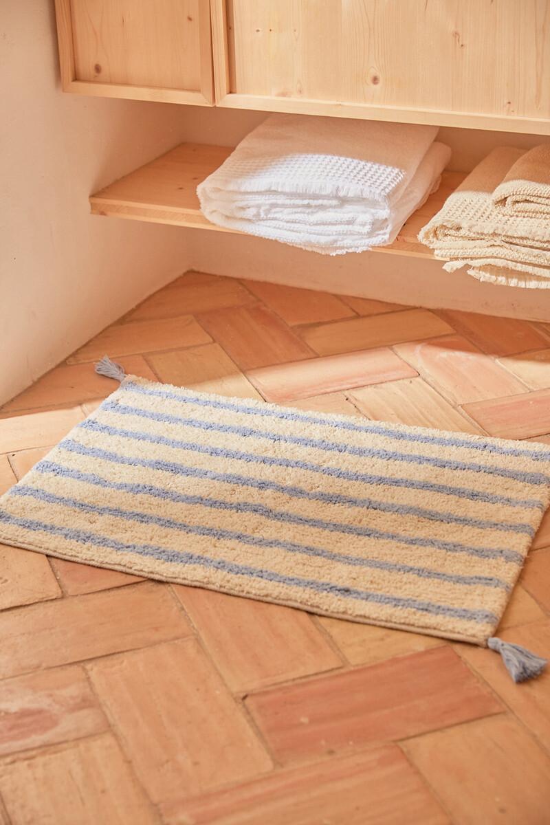 women'secret Alfombra de baño de algodón a rayas azul Helios