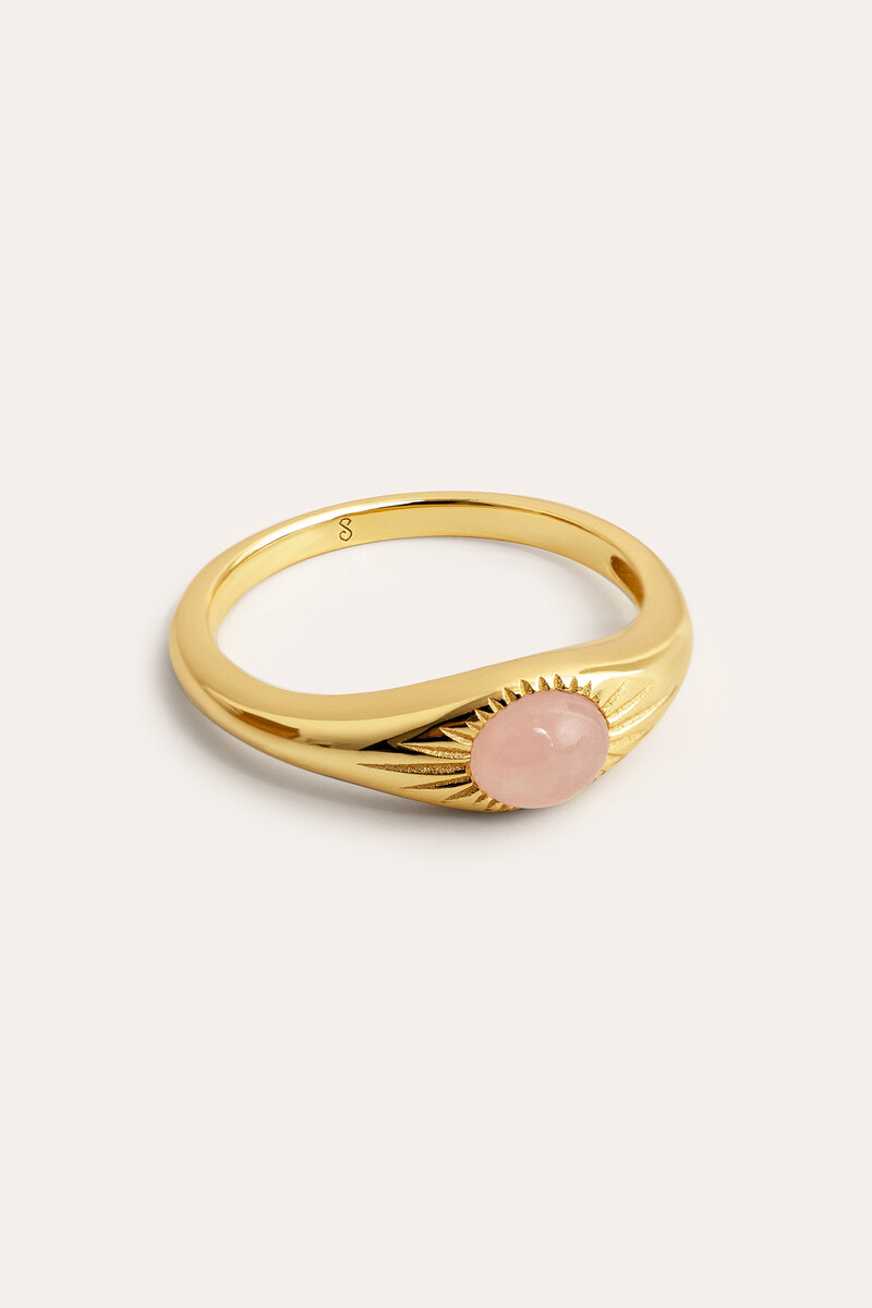 Women'secret Anillo Olivia Rose Quartz Plata Baño Oro