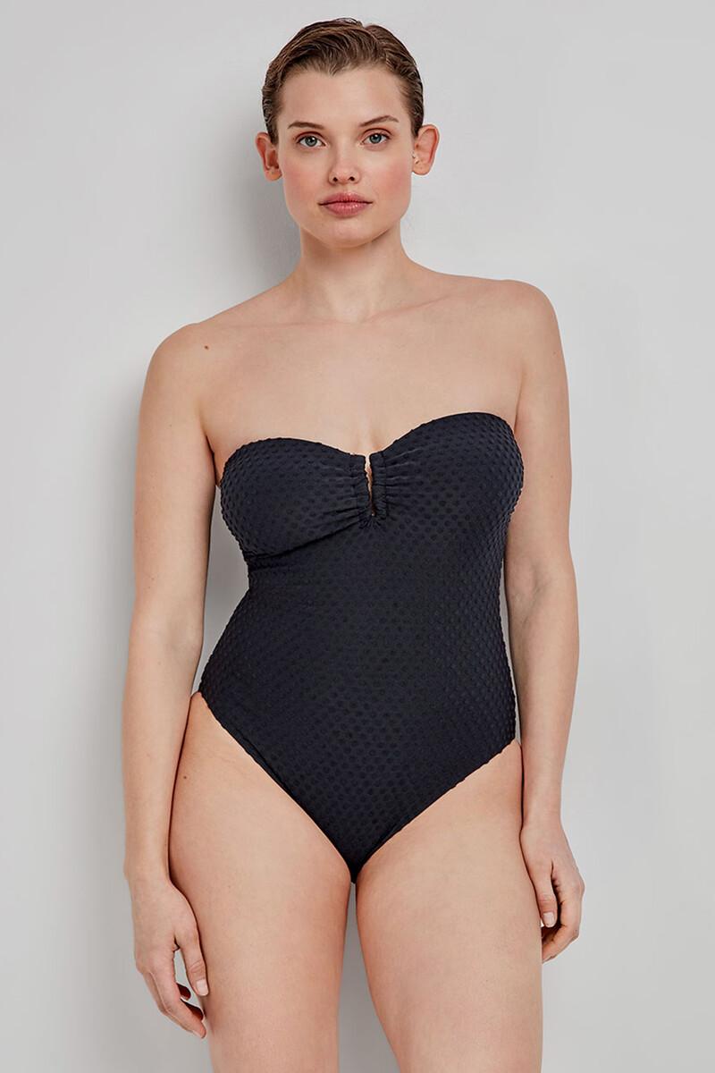 Women'secret Bañador Sin Aro Tejido Estructura Negro