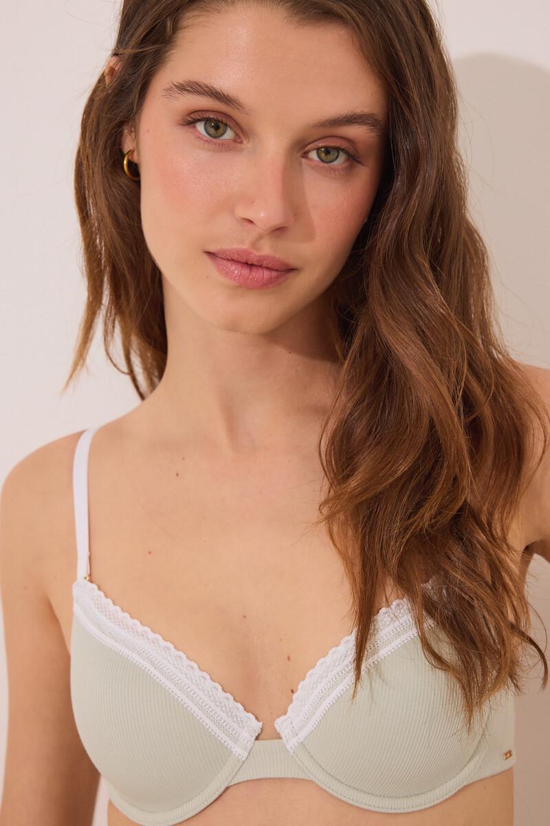 Women'secret BEAUTIFUL Sujetador Clásico Algodón Relleno Aro Verde