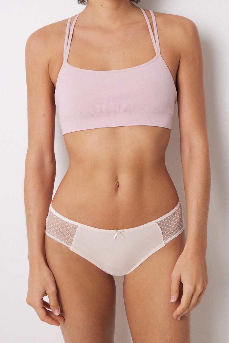 women'secret Braga ancha algodón rosa encaje y lazo