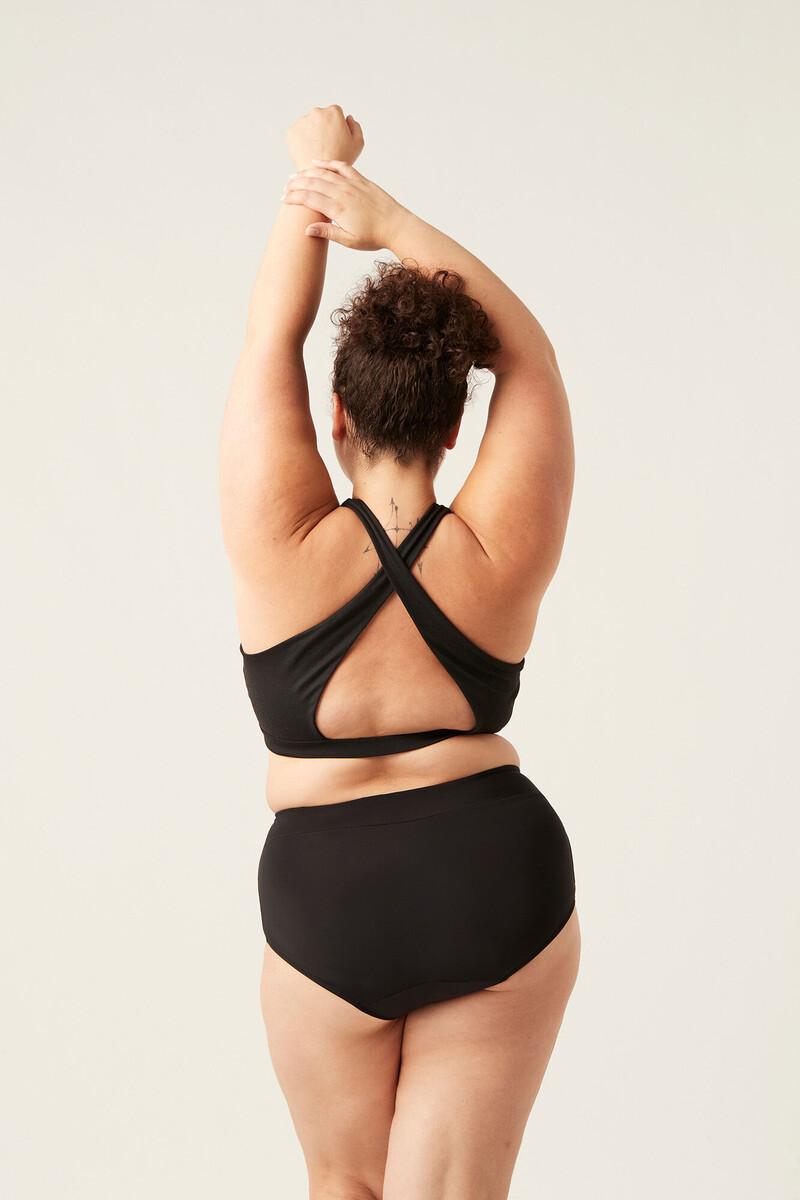 Women'secret Braga Bikini Menstrual Alta Nailon Reciclado Negra Absorción Ligera Moderada