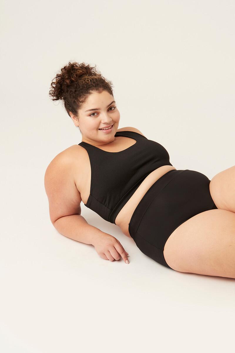 Women'secret Braga Bikini Menstrual Alta Nailon Reciclado Negra Absorción Ligera Moderada