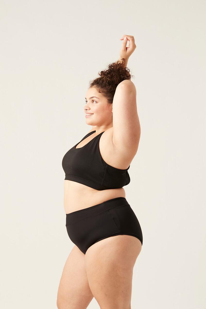 Women'secret Braga Bikini Menstrual Alta Nailon Reciclado Negra Absorción Ligera Moderada