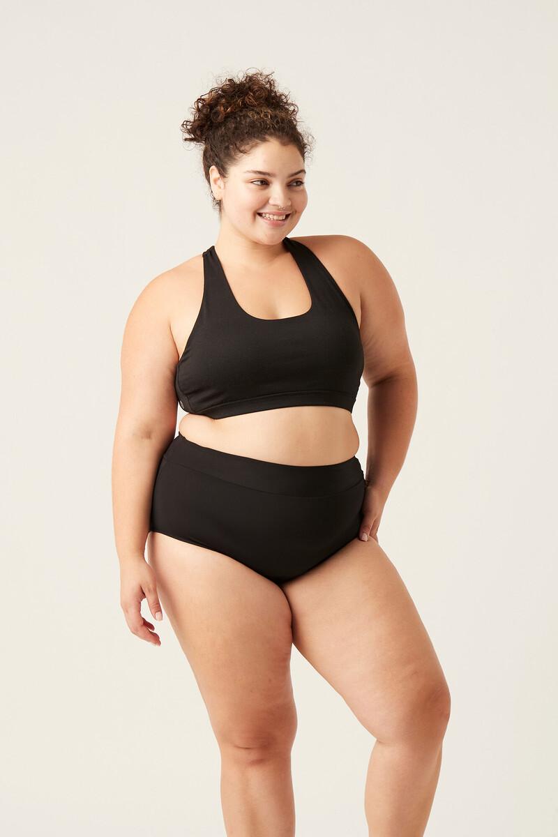 women'secret Braga bikini menstrual alta nailon reciclado negra absorción ligera moderada