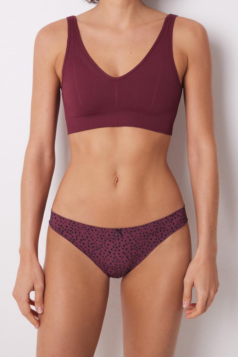 women'secret Braga brasileña microfibra fruncido granate