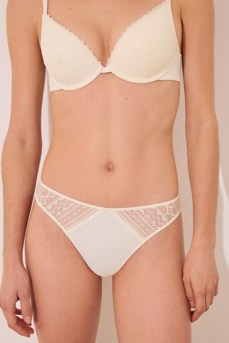 Women'secret Braga Clásica Encaje Microfibra Marfil