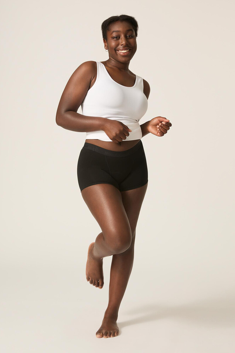 Women'secret Braga Menstrual Adolescente Hipster Boyshort Algodón Orgánico Negra Absorción Súper