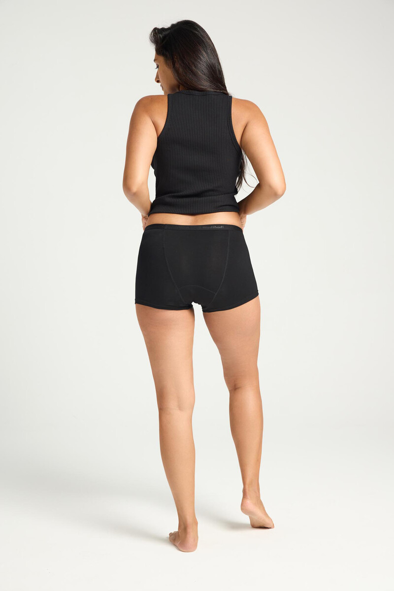 Women'secret Braga Menstrual Clásica Boyshort Bambú Negra Absorción Moderada Abundante
