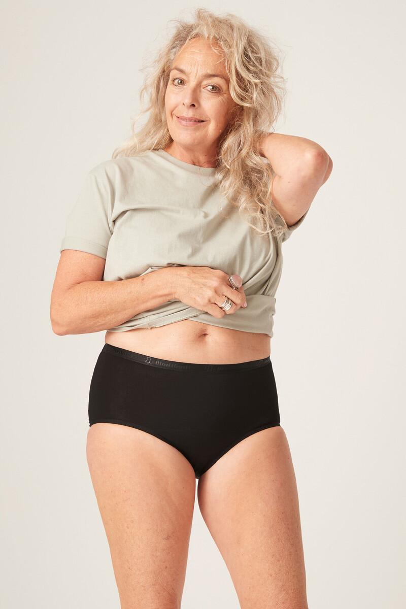 Women'secret Braga Menstrual Clásica Brief Alta Bambú Negra Absorción Abundante Noche