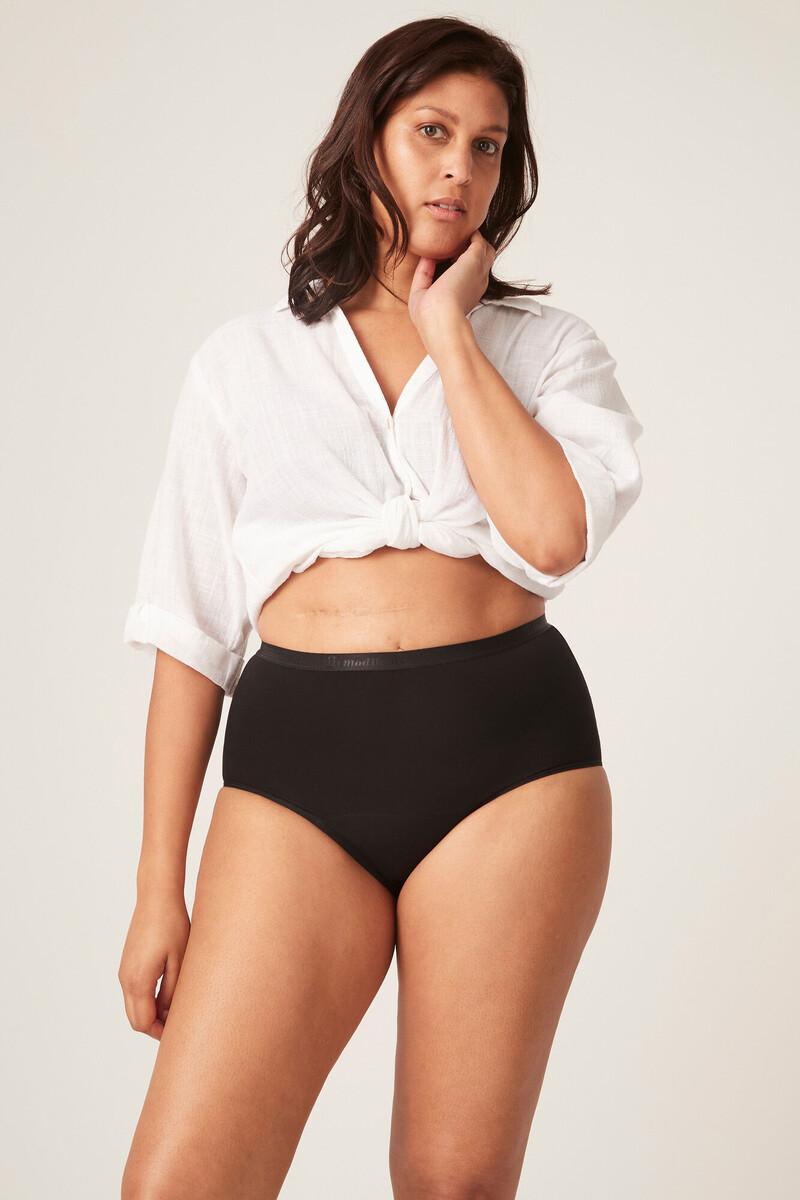 women'secret Braga menstrual clásica brief alta bambú negra absorción abundante noche