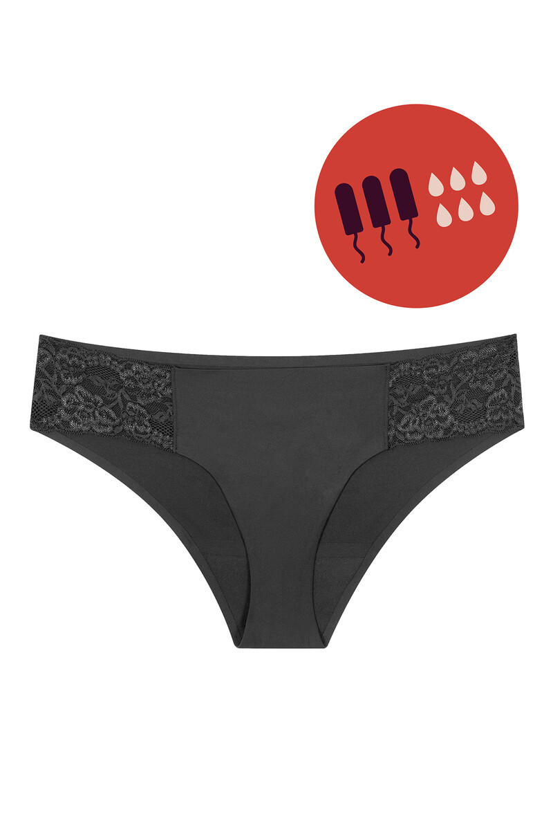 Women'secret Braga Menstrual De Encaje Negra – Absorción Media
