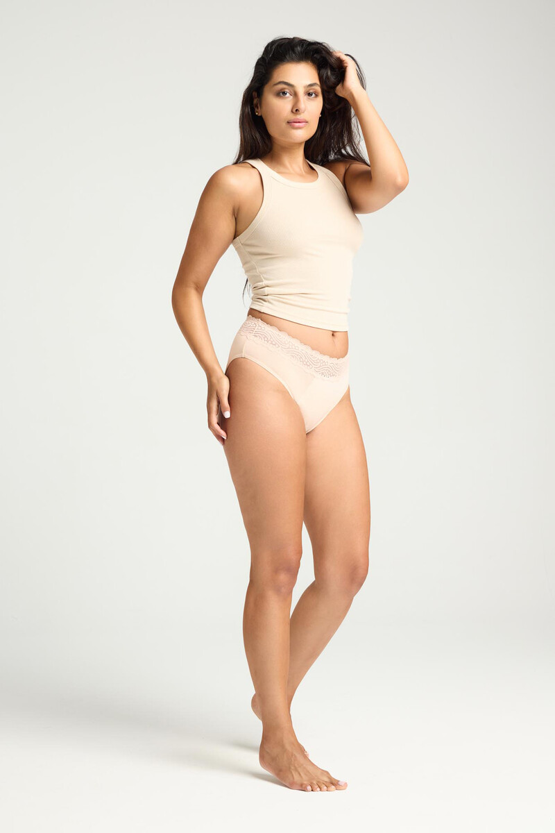 Women'secret Braga Menstrual Encaje Alta Bambú Negra Absorción Maxi