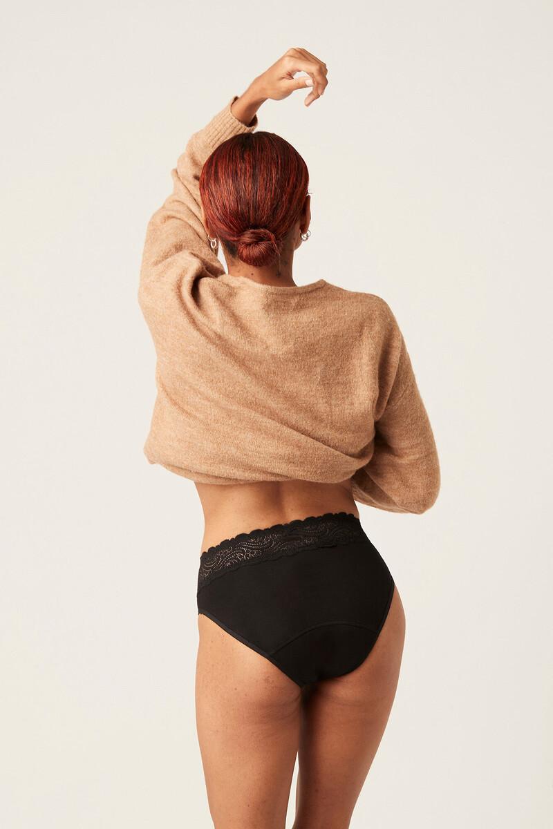Women'secret Braga Menstrual Encaje Alta Bambú Negra Absorción Abundante Noche