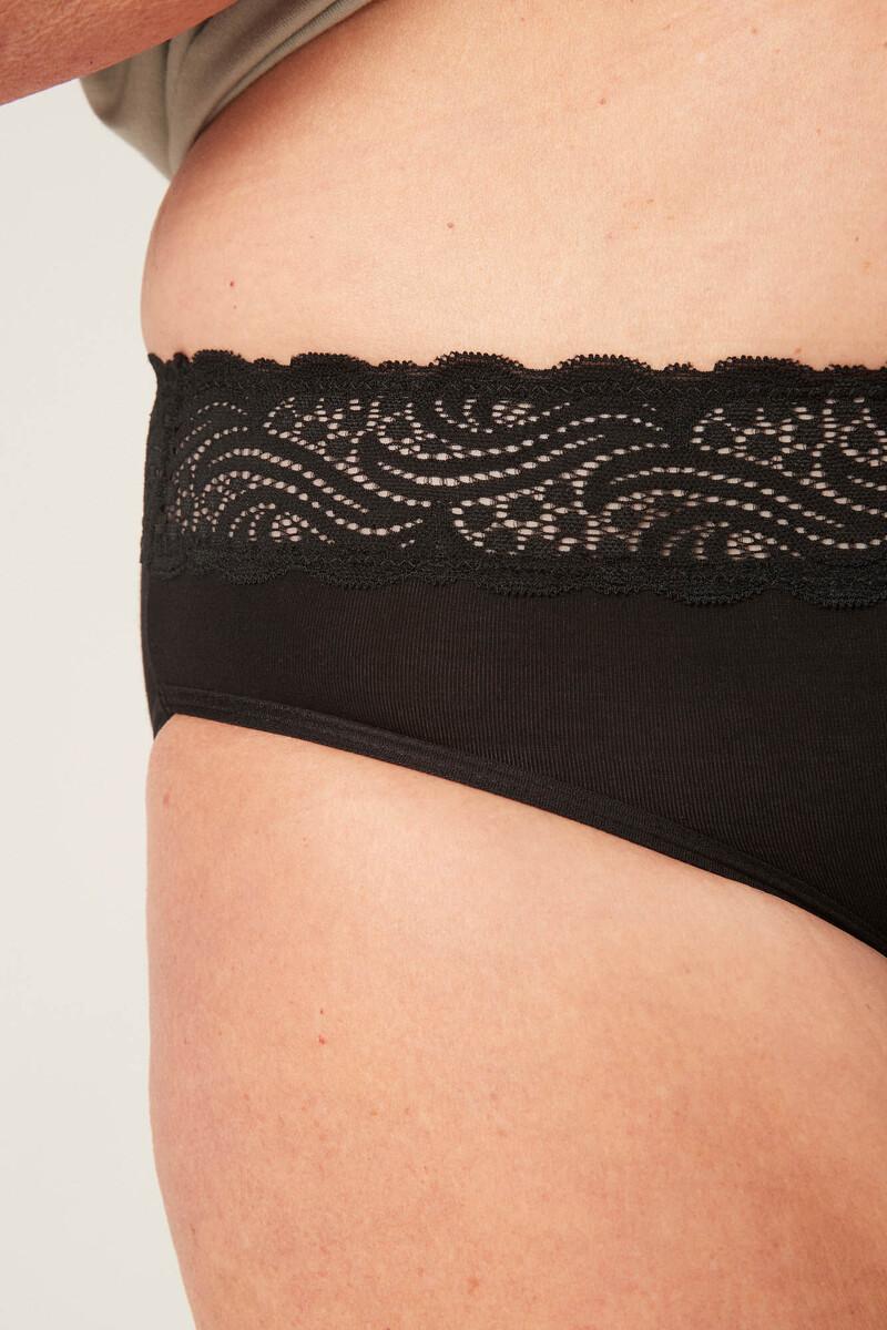 Women'secret Braga Menstrual Encaje Alta Bambú Negra Absorción Abundante Noche